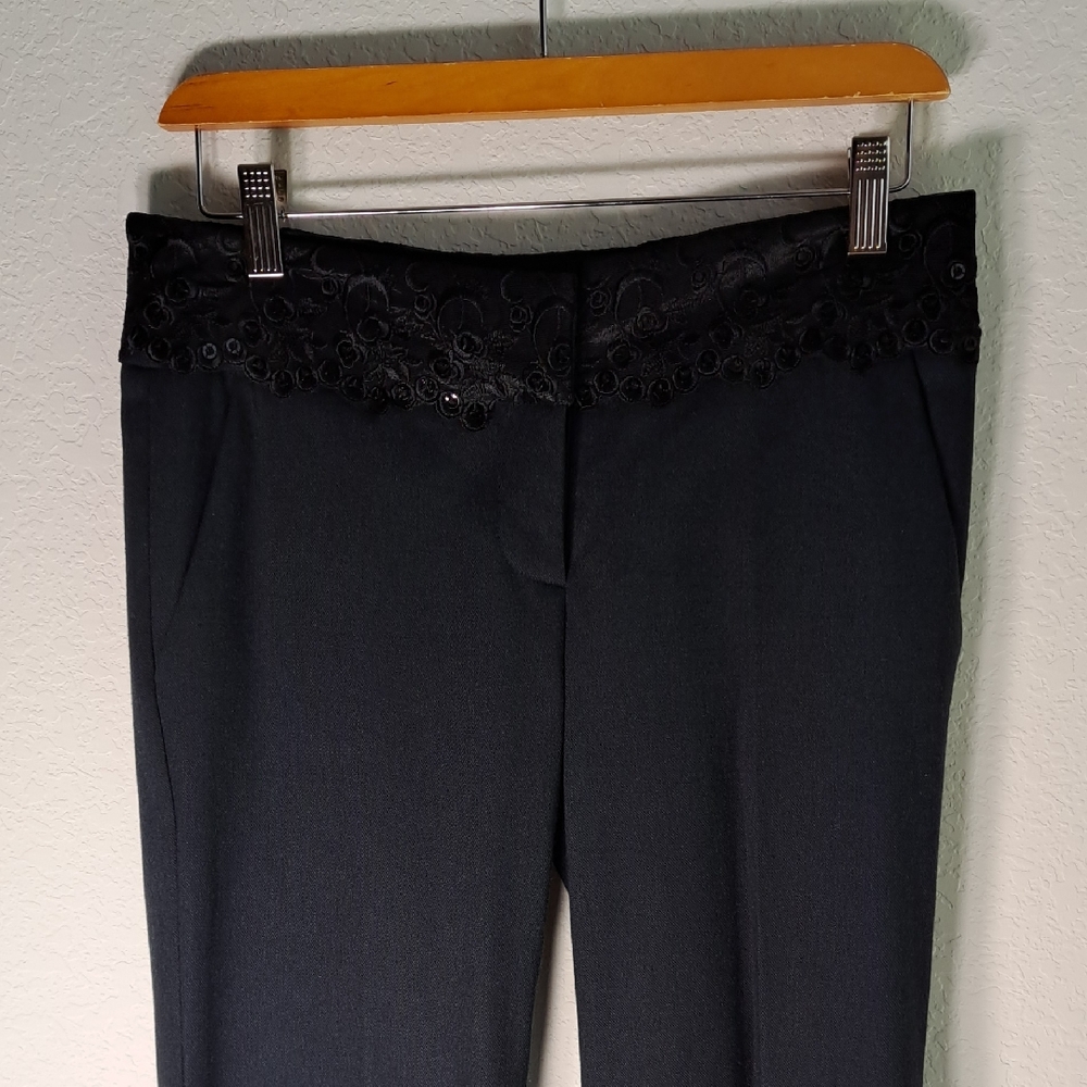 Arden B Pants Black Size 2 Lace Sequin Waistband Office Siren Trousers Slacks